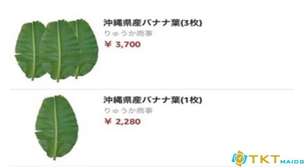 Lá chuối bán trên thị trường Nhật